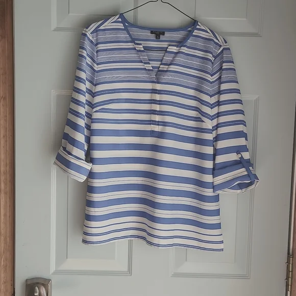 Talbots, MP, Sky Blue & White Stripe w Long or 3/4 Length Sleeve - Picture 1 of 7